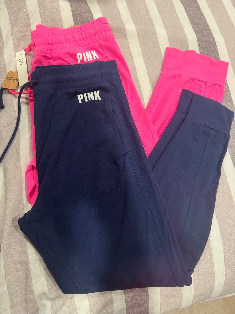 PINK Victoria's Secret Navy and Hot Pink Joggers - Casual Bottoms